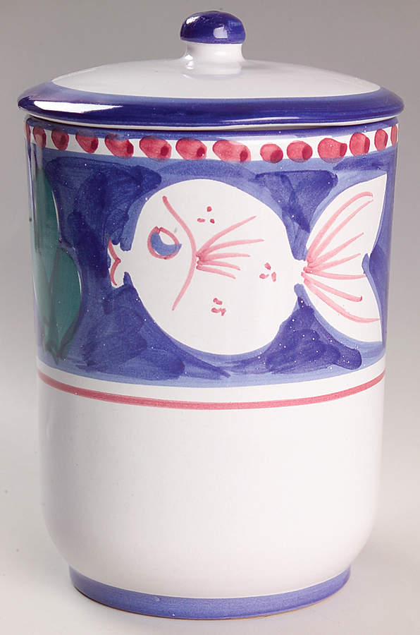 Campagna-Fish Royal Blue (Pesce) 6" Storage Jar & Lid by Vietri (Italy)-1