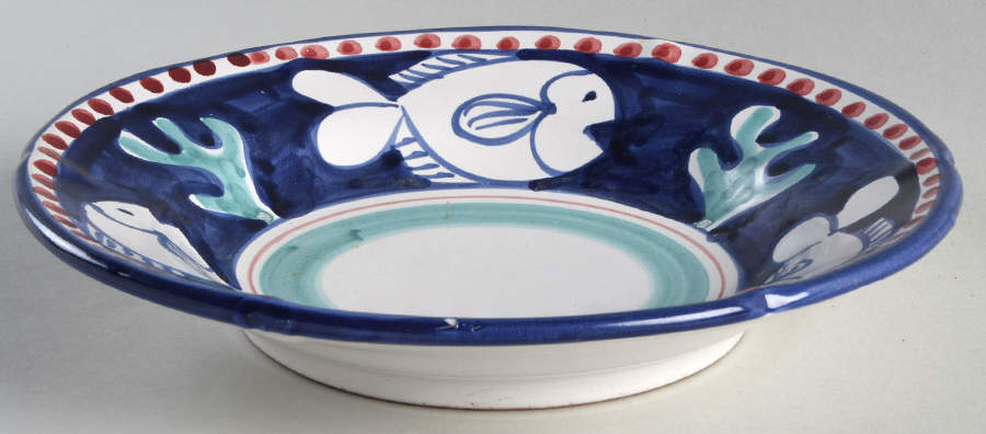 Campagna-Fish Royal Blue (Pesce) 9" Soup/Pasta Bowl by Vietri (Italy)-1