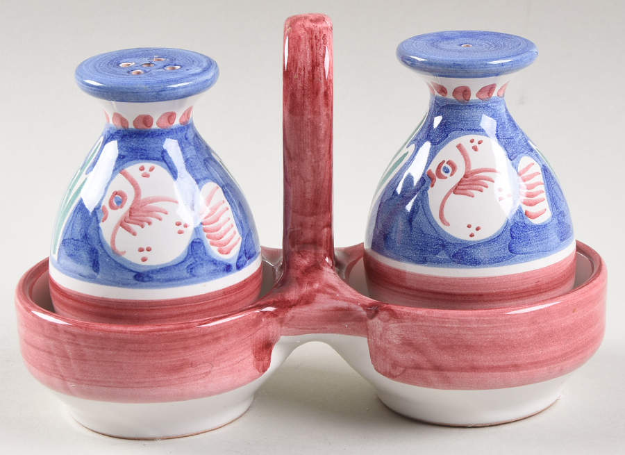 Campagna-Fish Royal Blue (Pesce) (3 Pc) Salt & Pepper Tray Set by Vietri (Italy)-1