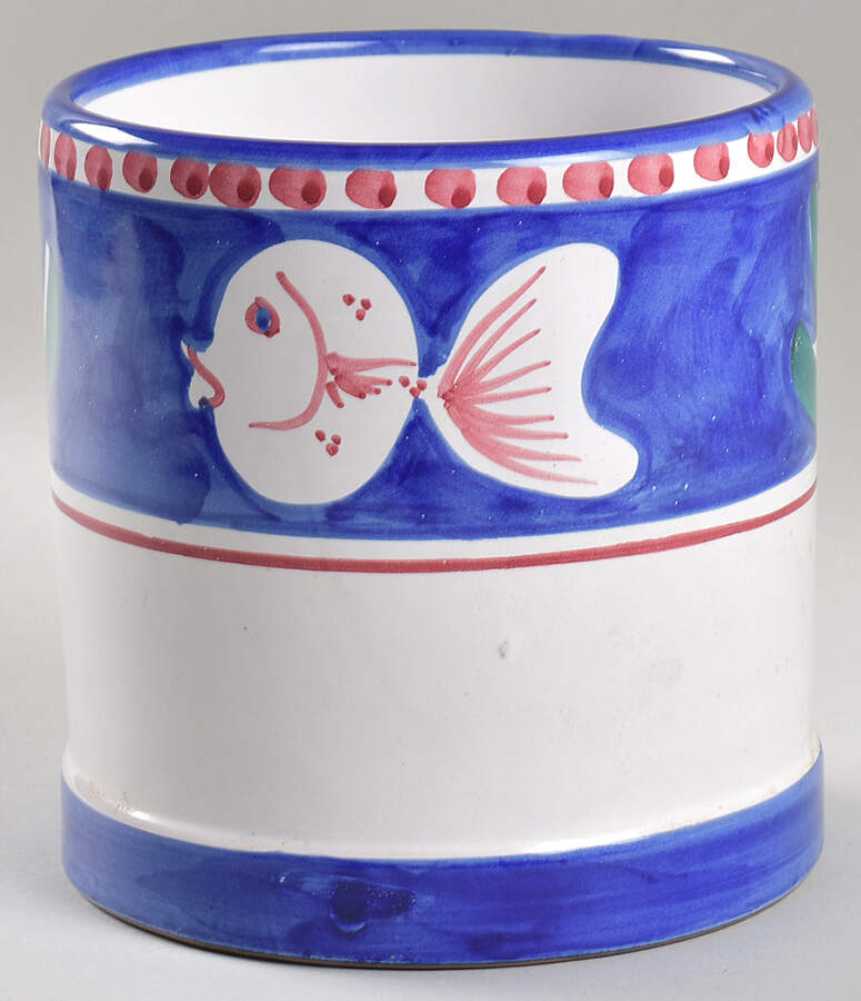 Campagna-Fish Royal Blue (Pesce) Medium Canister No Lid by Vietri (Italy)-1