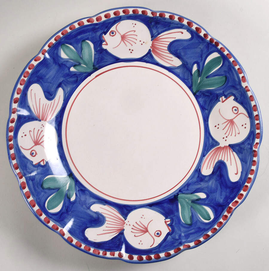 Campagna-Fish Royal Blue (Pesce) 13" Chop Plate (Round Platter) by Vietri (Italy)-1