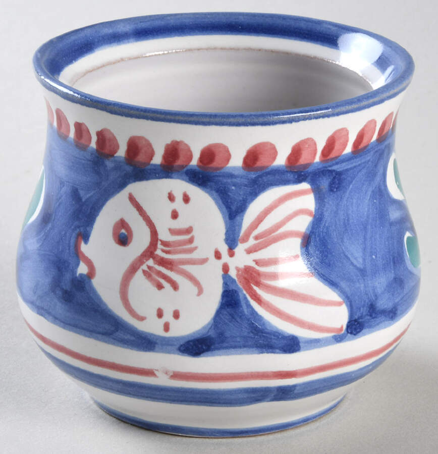 Campagna-Fish Royal Blue (Pesce) Sugar Bowl No Lid by Vietri (Italy)-1