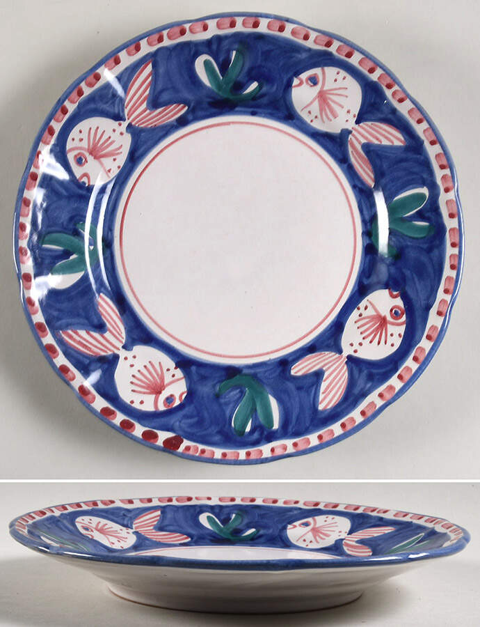 Campagna-Fish Royal Blue (Pesce) 10" Soup/Pasta Bowl by Vietri (Italy)-1