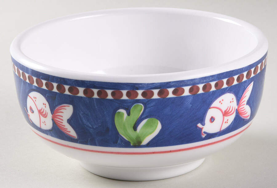 Campagna-Fish Royal Blue (Pesce) Melamine Soup/Cereal Bowl by Vietri (Italy)-1