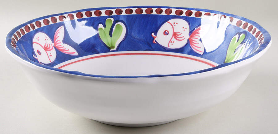 Campagna-Fish Royal Blue (Pesce) 12" Melamine Salad Serving Bowl by Vietri (Italy)-1