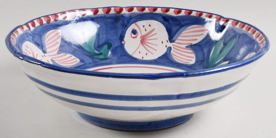 Campagna-Fish Royal Blue (Pesce) 10" Round Serving Bowl by Vietri (Italy)-1