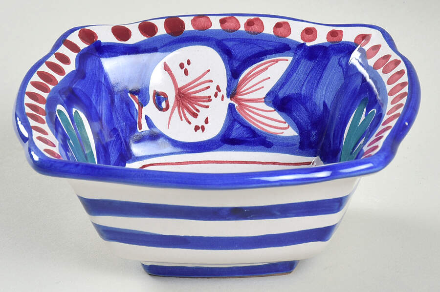 Campagna-Fish Royal Blue (Pesce) Square Cereal Bowl by Vietri (Italy)-1