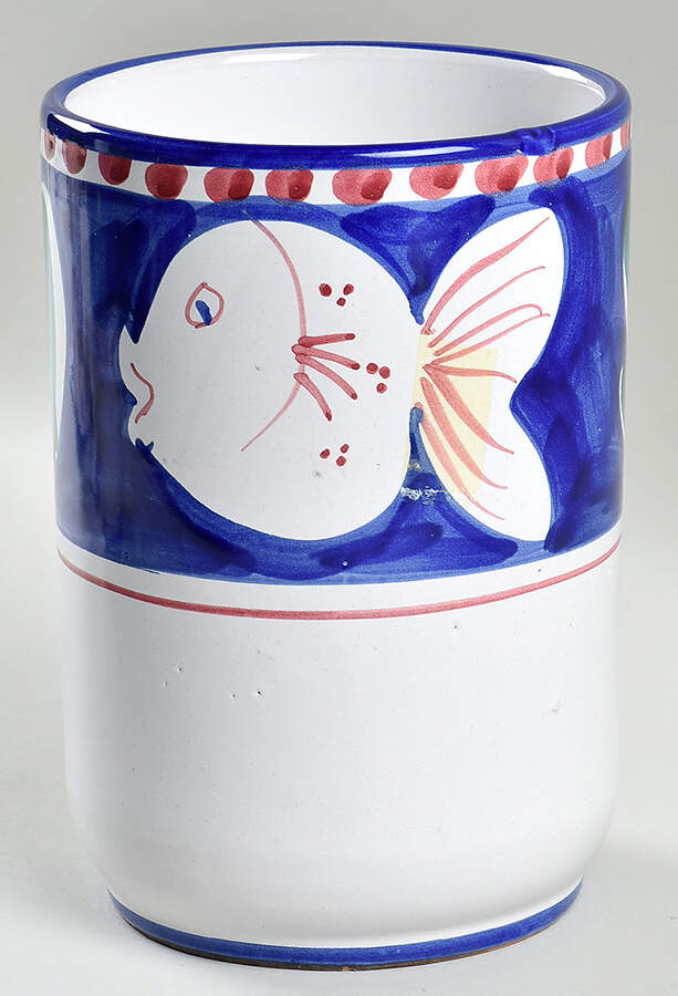 Campagna-Fish Royal Blue (Pesce) 7" Storage Jar No Lid by Vietri (Italy)-1