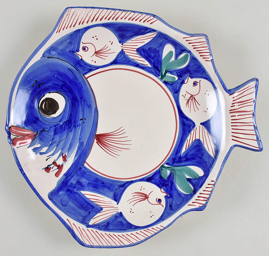 Campagna-Fish Royal Blue (Pesce) 11" Fish Plate by Vietri (Italy)-1