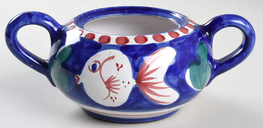 Campagna-Fish Royal Blue (Pesce) Sugar Bowl No Lid by Vietri (Italy)-1