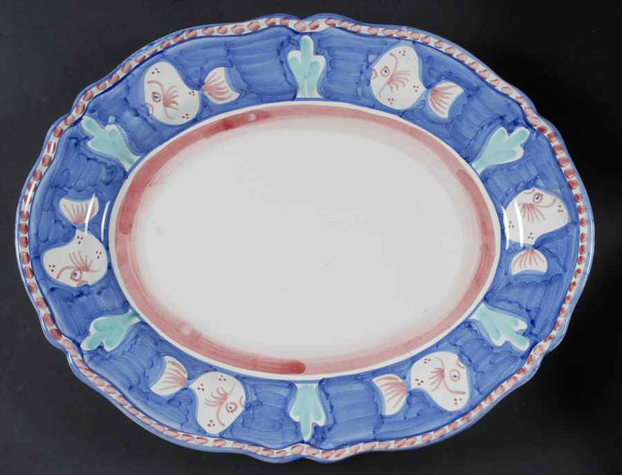 Campagna-Fish Royal Blue (Pesce) 16" Oval Serving Platter by Vietri (Italy)-1