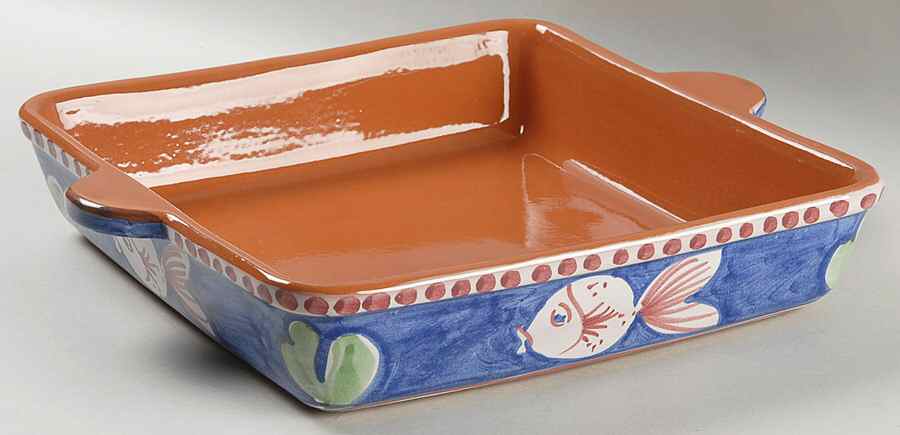 Campagna-Fish Royal Blue (Pesce) 11" Square Baker by Vietri (Italy)-1