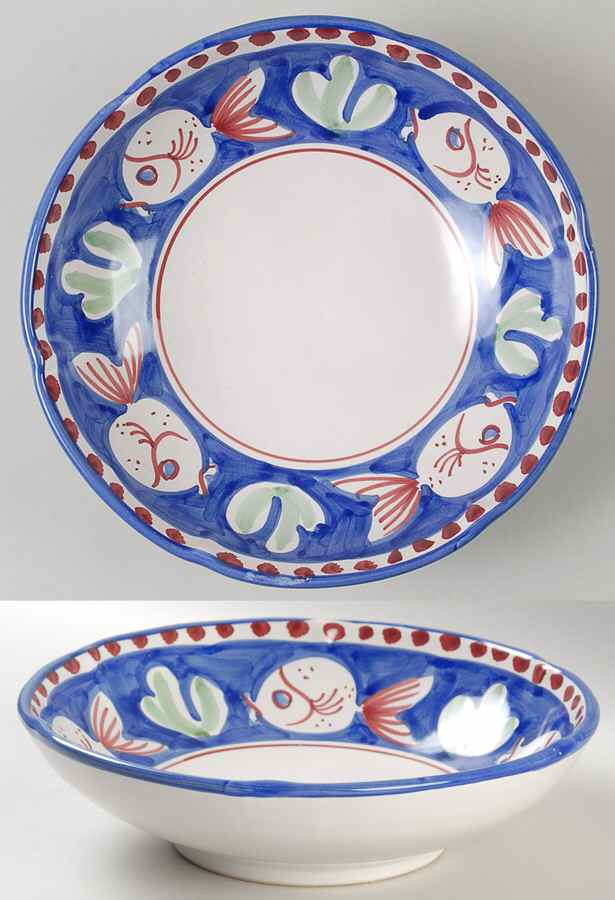 Campagna-Fish Royal Blue (Pesce) 8" Individual Pasta Bowl by Vietri (Italy)-1