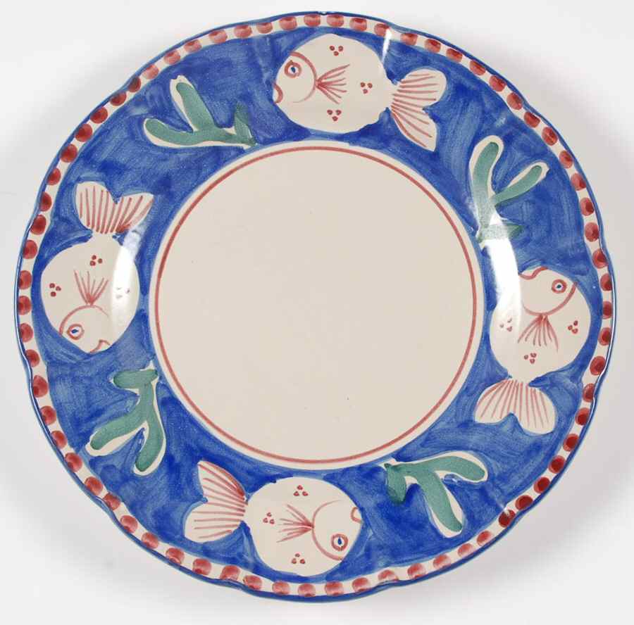 Campagna-Fish Royal Blue (Pesce) Large Dinner Plate by Vietri (Italy)-1