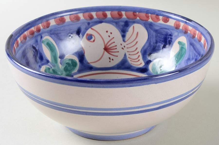 Campagna-Fish Royal Blue (Pesce) Soup/Cereal Bowl by Vietri (Italy)-1
