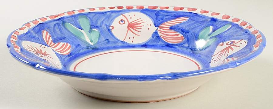 Campagna-Fish Royal Blue (Pesce) 9" Soup/Pasta Bowl by Vietri (Italy)-1