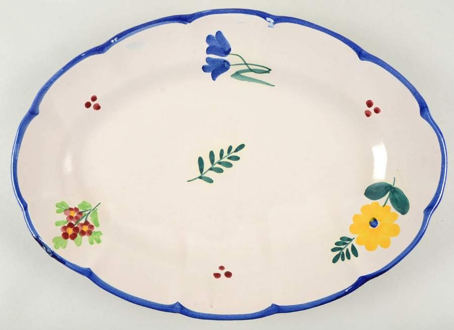 Campagna Flowers 16" Oval Serving Platter by Vietri (Italy)-1