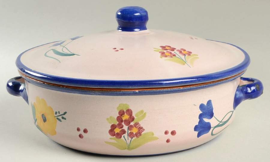 Campagna Flowers 2 Qt Round Covered Casserole by Vietri (Italy)-1