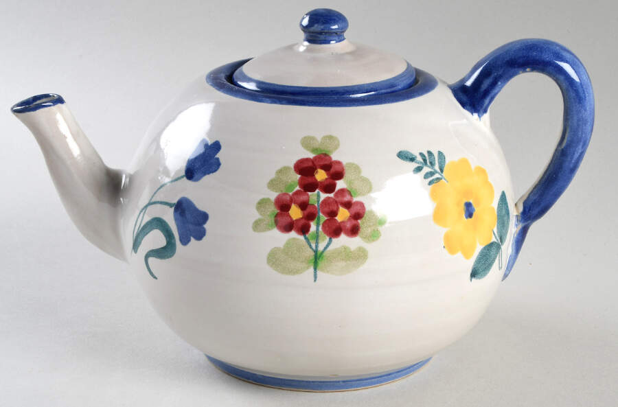 Campagna Flowers Teapot & Lid by Vietri (Italy)-1