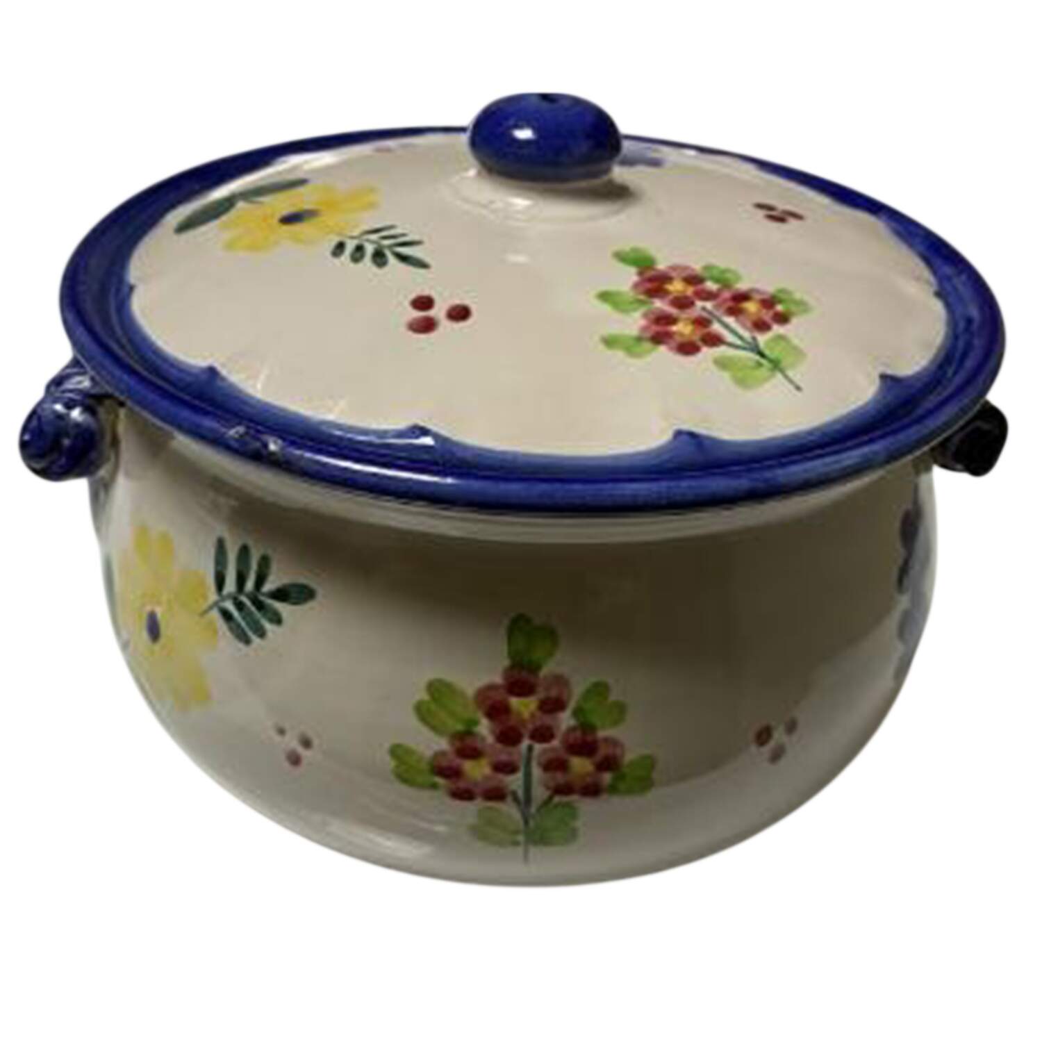 Campagna Flowers 3 Quart Round Covered Casserole by Vietri (Italy)-1