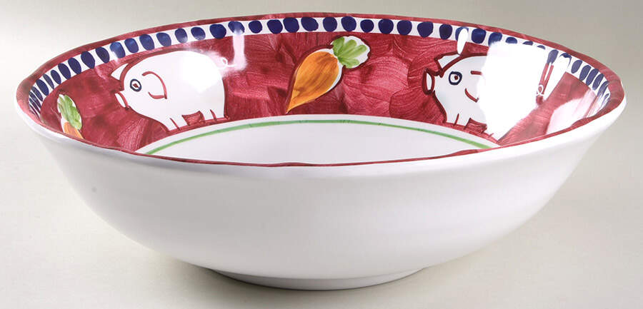Campagna Pig (Porco) 12" Melamine Salad Serving Bowl by Vietri (Italy)-1