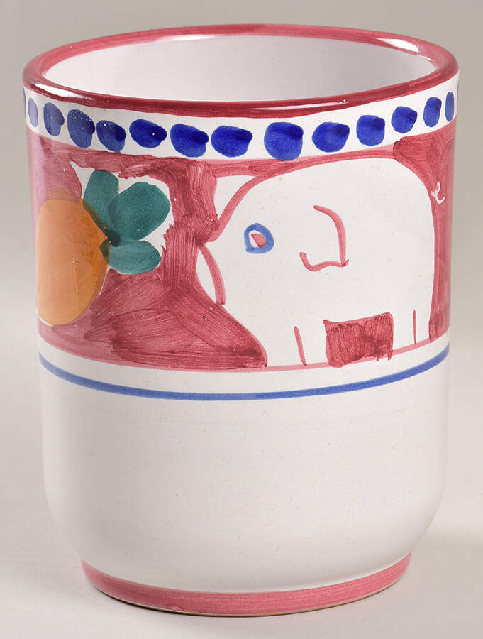 Campagna Pig (Porco) 5" Storage Jar No Lid by Vietri (Italy)-1