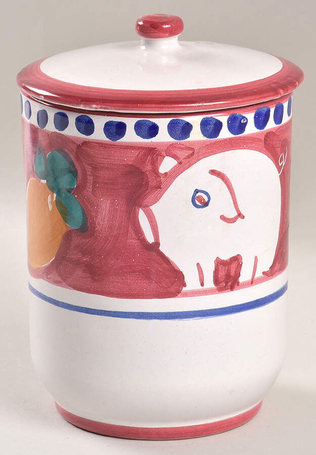 Campagna Pig (Porco) 5" Storage Jar & Lid by Vietri (Italy)-1