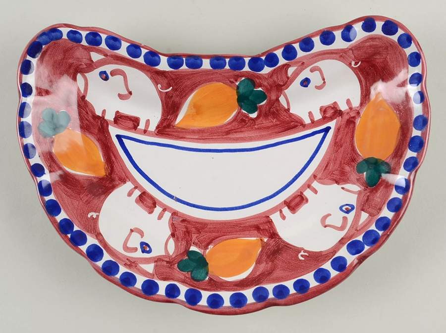 Campagna Pig (Porco) Crescent Salad Plate by Vietri (Italy)-1