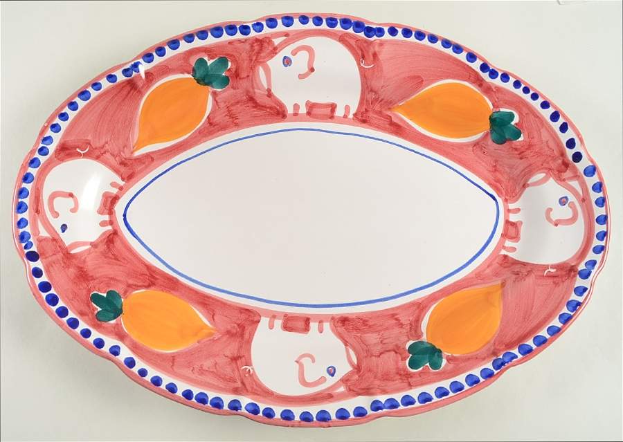 Campagna Pig (Porco) 16" Oval Serving Platter by Vietri (Italy)-1