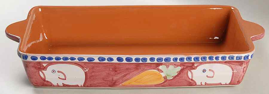 Campagna Pig (Porco) 15" Rectangular Baker by Vietri (Italy)-1