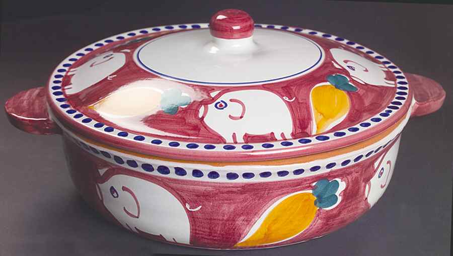 Campagna Pig (Porco) 2.5 Qt Round Covered Casserole by Vietri (Italy)-1