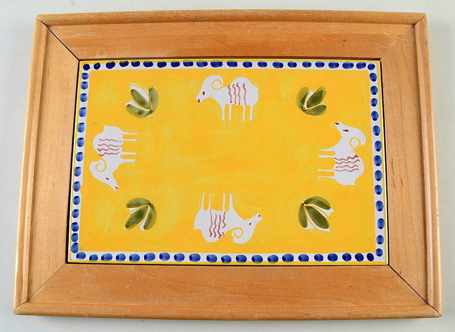 Campagna Ram (Montone) Rectangular Wood Tray with Tile Insert by Vietri (Italy)-1