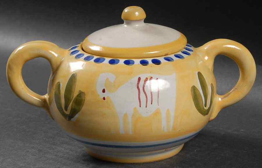 Campagna Ram (Montone) Sugar Bowl & Lid by Vietri (Italy)-1