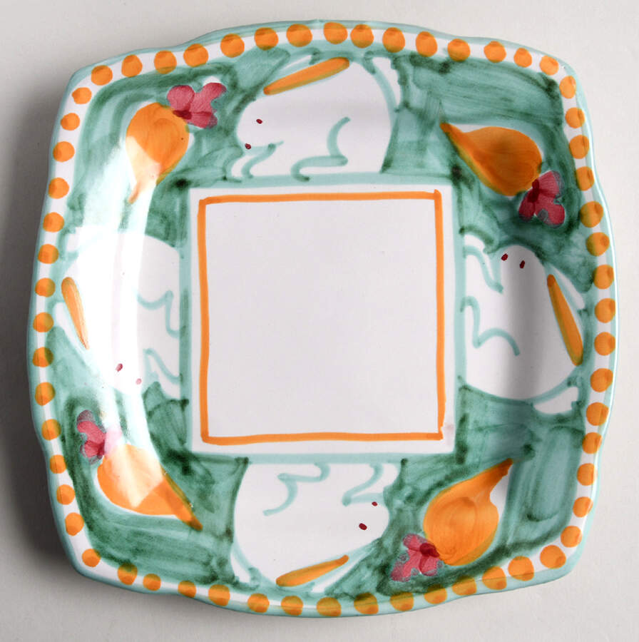 Campagna Rabbit (Coniglio) Square Salad Plate by Vietri (Italy)-1