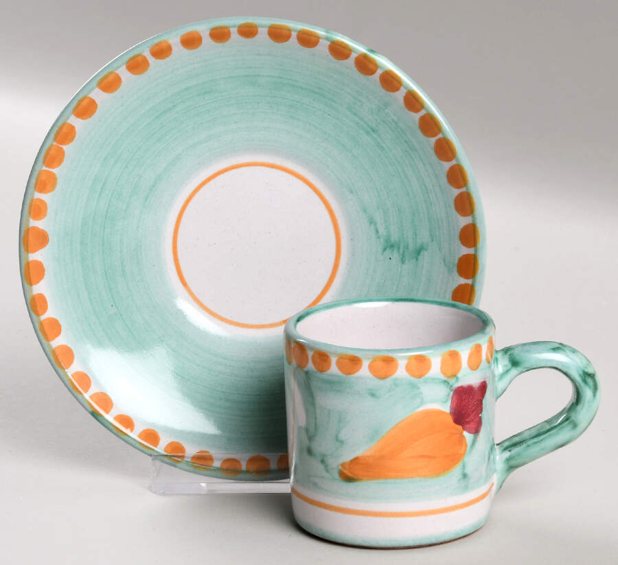 Campagna Rabbit (Coniglio) Flat Demitasse Cup & Saucer Set by Vietri (Italy)-1