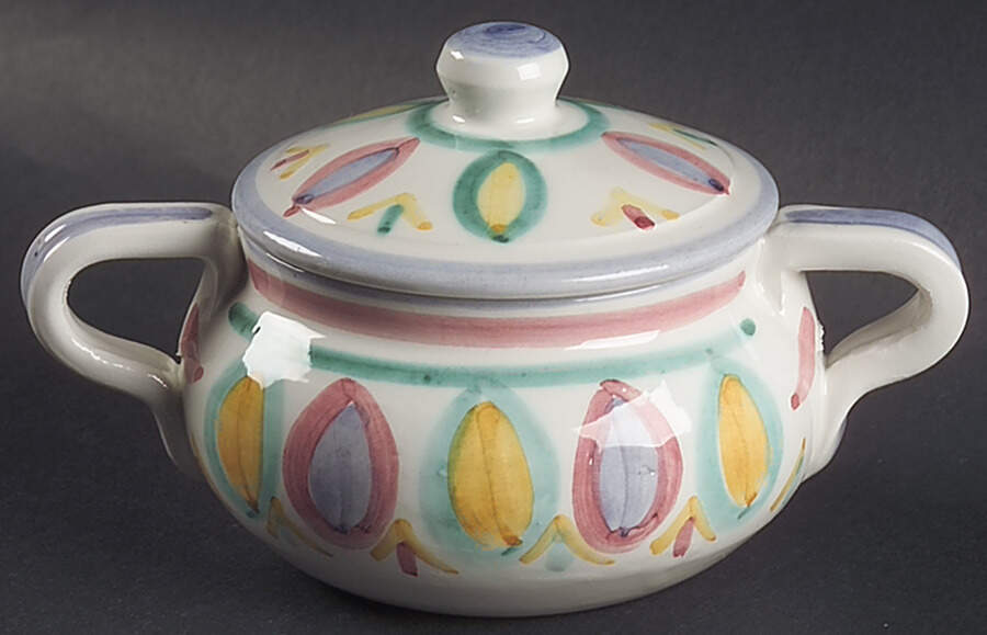 Colore Sugar Bowl & Lid by Vietri (Italy)-1