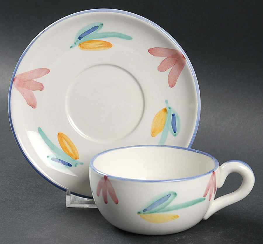 Colore Flat Cup & Saucer Set by Vietri (Italy)-1
