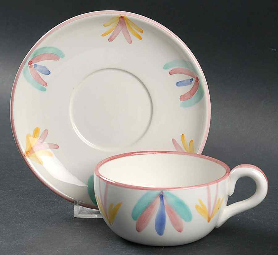 Colore Flat Cup & Saucer Set by Vietri (Italy)-1