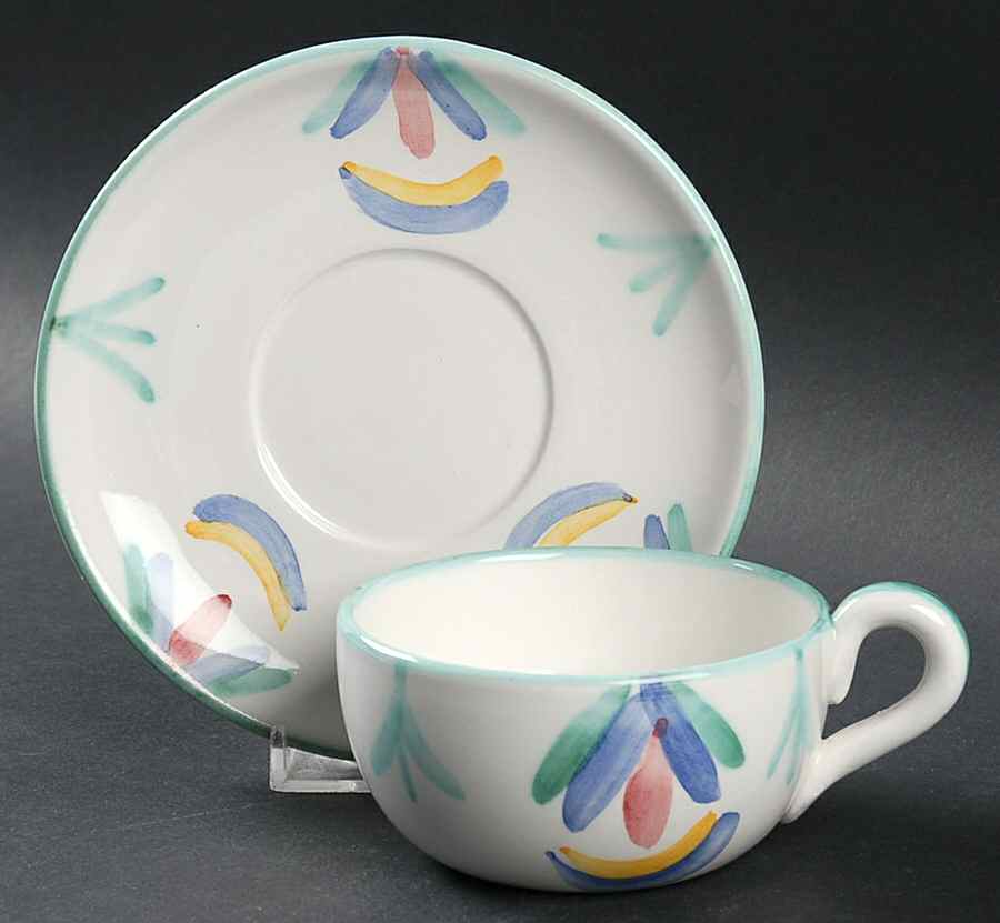Colore Flat Cup & Saucer Set by Vietri (Italy)-1
