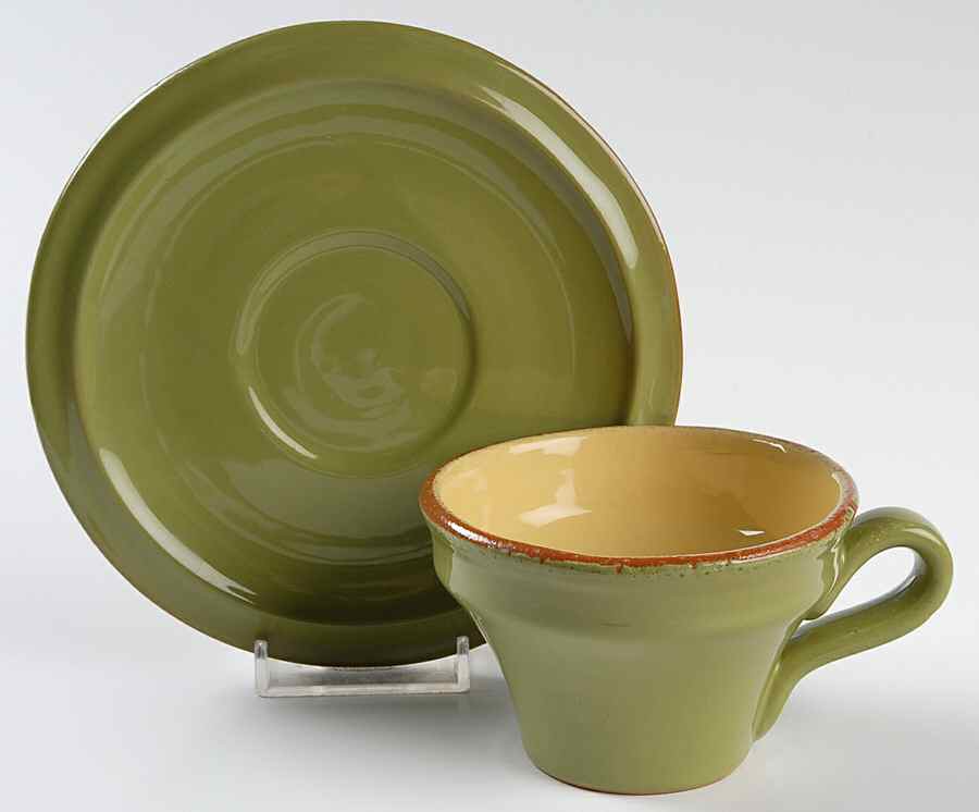 Cucina Fresca Flat Demitasse Cup & Saucer Set by Vietri (Italy)-1