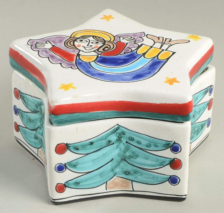 De Simone Angel Star Shaped Box & Lid by Vietri (Italy)-1