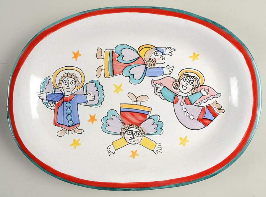 De Simone Angel 15" Oval Serving Platter by Vietri (Italy)-1