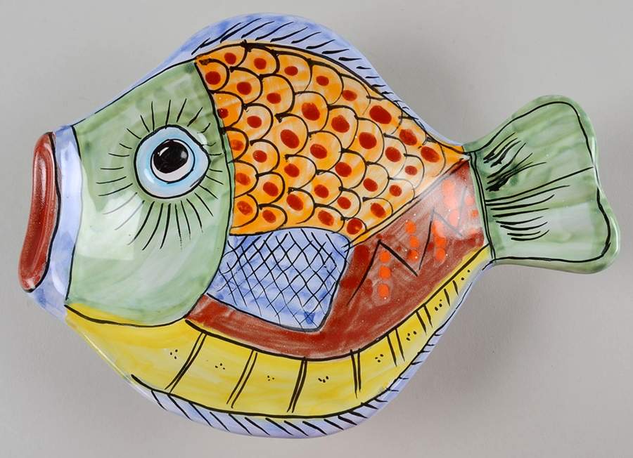 Fish Fish (Fish Completely Colored) 10" Oval Fish Dish by Vietri (Italy)-1