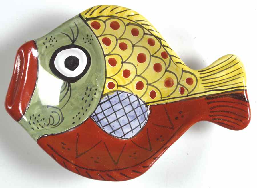 Fish Fish (Fish Completely Colored) 10" Oval Fish Dish by Vietri (Italy)-1