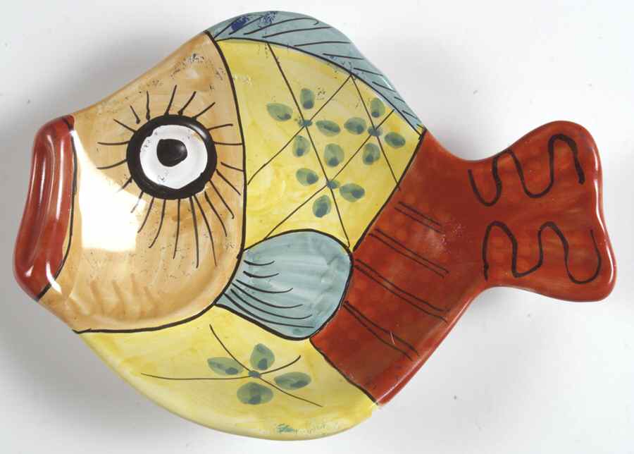 Fish Fish (Fish Completely Colored) 10" Oval Fish Dish by Vietri (Italy)-1