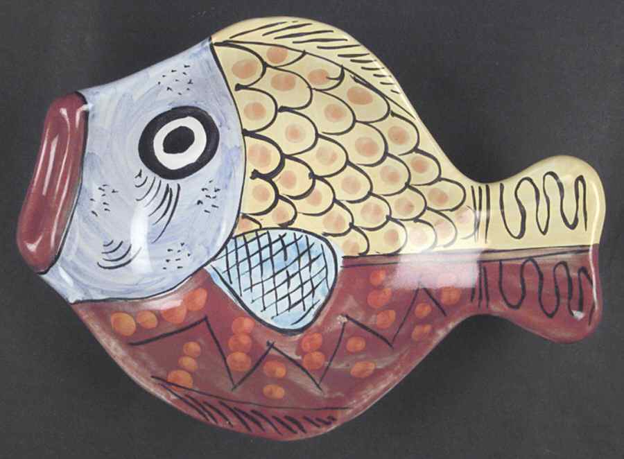 Fish Fish (Fish Completely Colored) 10" Oval Fish Dish by Vietri (Italy)-1