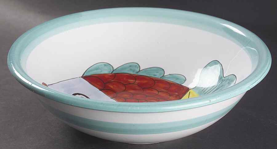 Fish Fish (Fish Completely Colored) 11" Large Salad Serving Bowl by Vietri (Italy)-1