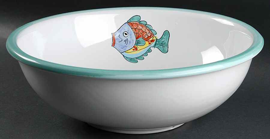 Fish Fish (Fish Completely Colored) 13" Large Salad Serving Bowl by Vietri (Italy)-1