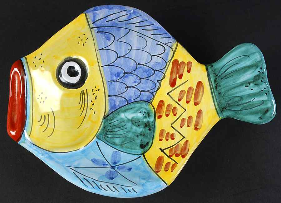 Fish Fish (Fish Completely Colored) 10" Oval Fish Dish by Vietri (Italy)-1