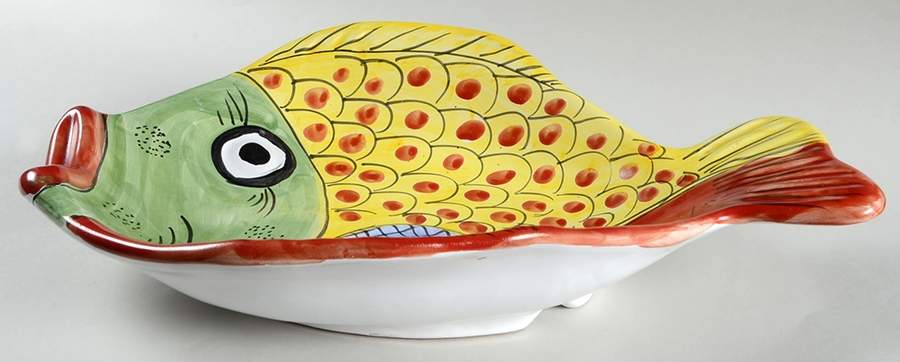 Fish Fish (Fish Completely Colored) 16" Oval Fish Dish by Vietri (Italy)-1
